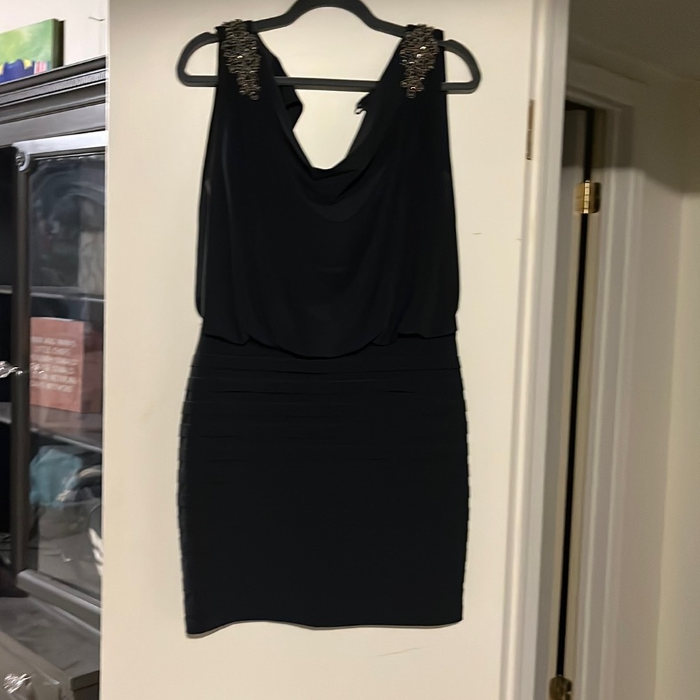 Beautiful charcoal gray dress with beading detail